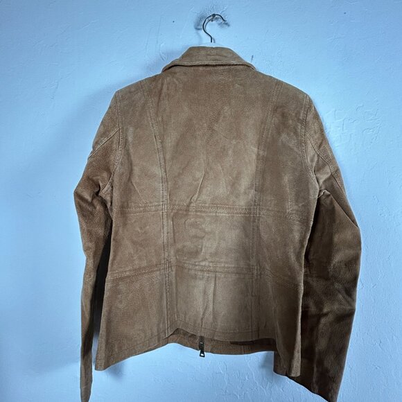 Paris Blues Outerwear Womens Brown Suede Leather Jacket Medium Full-Zip Pockets - Picture 2 of 12